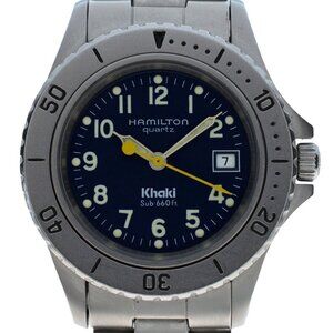 Vintage Ladies 31mm Hamilton Khaki Blue Dial Quartz Sub 660ft Diver Watch 8587B